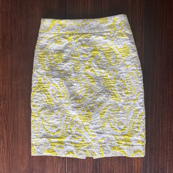 J. Crew Dresses & Skirts - J. Crew Yellow Paisley Pencil Skirt
